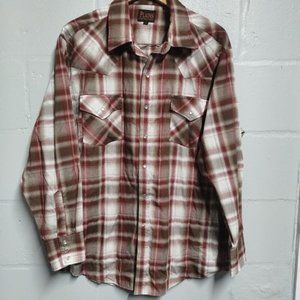 Men's Plains Westernwear plaid pearl snap shirt size XL